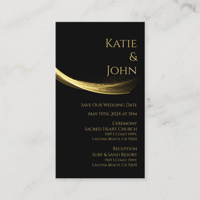 Carte De Visite Golden Elegance-Mariage Sauvez notre date (Devant)