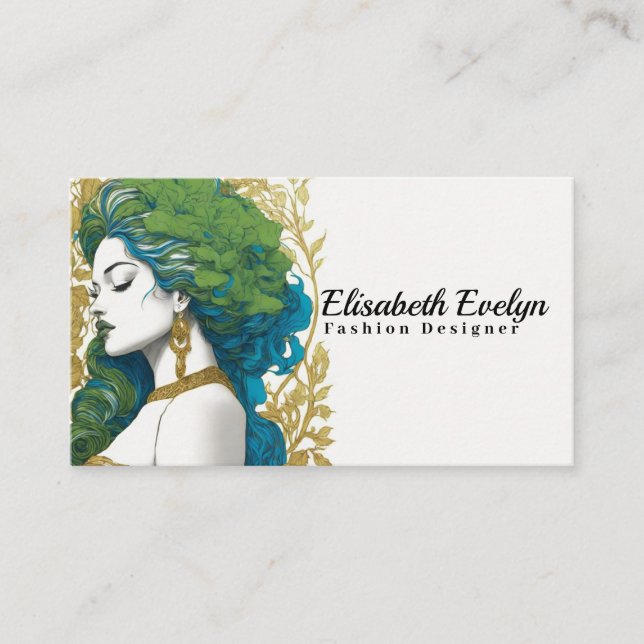 Carte De Visite Golden Elegance Silhouette féminine au milieu du v (Devant)