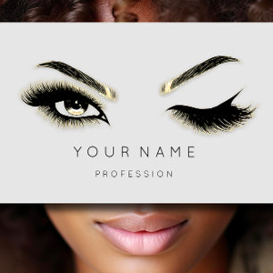 Carte De Visite Golden Eyelash Brows Microblading QRCODE Logo Gris
