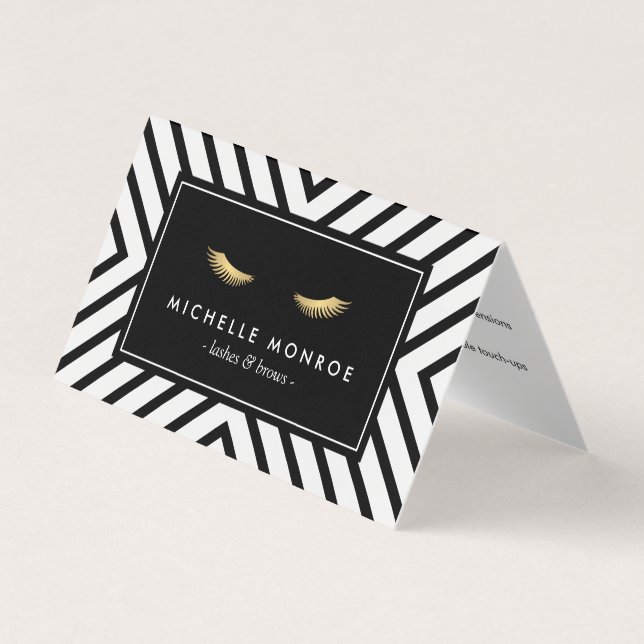 Carte De Visite Golden Eyelashes Mod Motif Salon Aftercare (Devant)