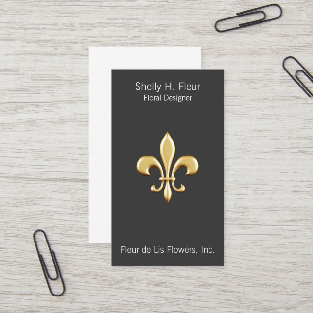 Carte De Visite Golden Fleur De Lis (Devant/Arrière en situation)