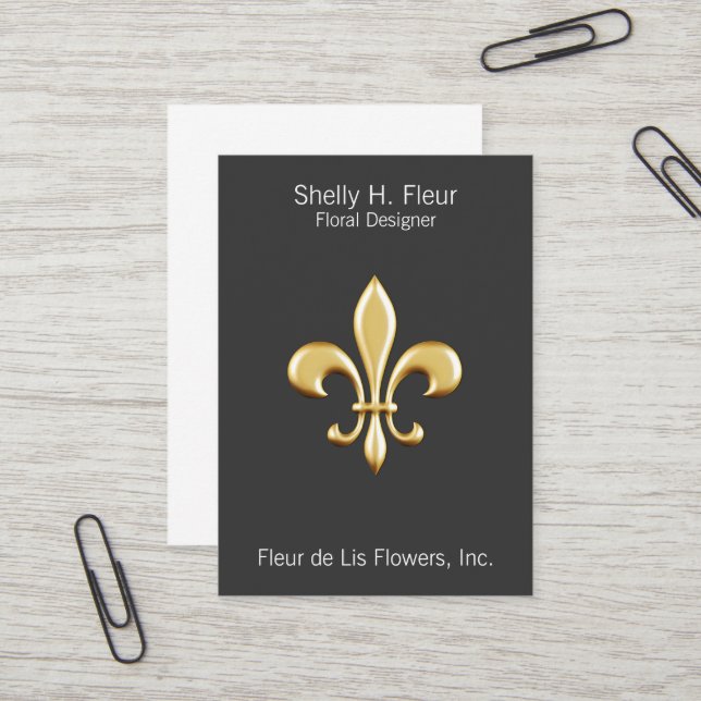 Carte De Visite Golden Fleur De Lis (Devant/Arrière en situation)