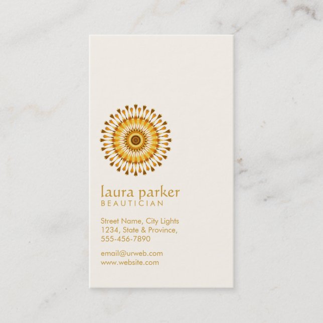 Carte De Visite Golden Lotus Flower Yoga Méditation Spa de santé (Devant)