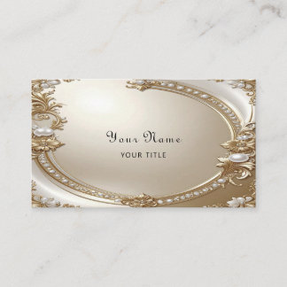 Carte De Visite Golden Ornate Frame with Pearls Business Card