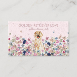Carte De Visite Golden Retriever Chien Floral modifiable