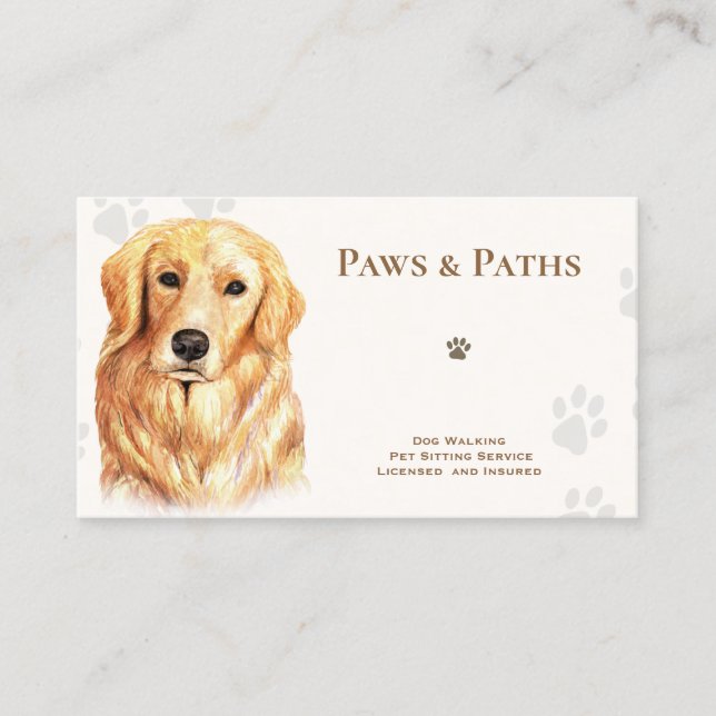 Carte De Visite Golden Retriever Chien Walker Animal assis (Devant)