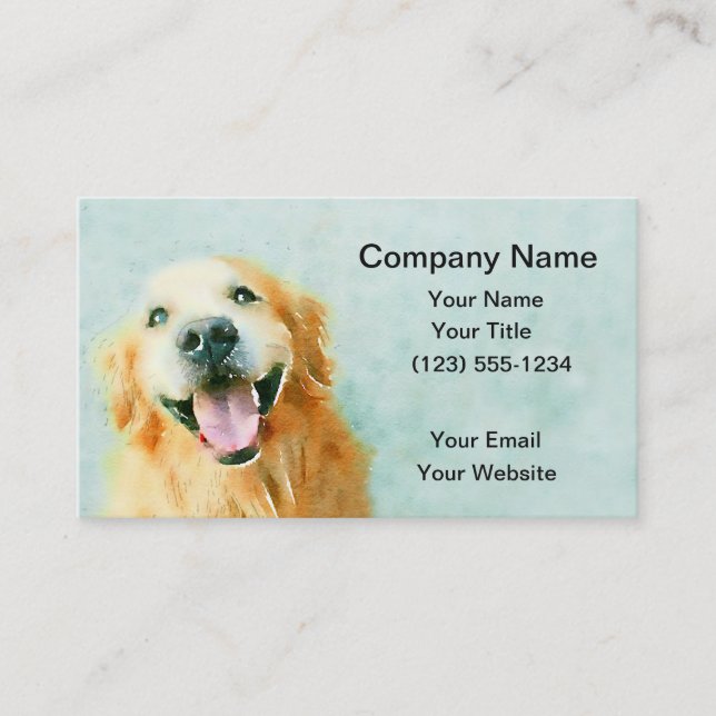 Carte De Visite Golden retriever de sourire dans l'aquarelle (Devant)