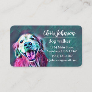 Carte De Visite Golden Retriever in Neon Colors Chien Walker