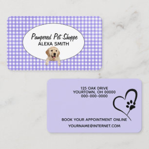 Carte De Visite Golden Retriever sur En vichy pour Pet Grooming