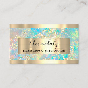 Carte De Visite Golden Strokes Marble Beauté Shop Holographique