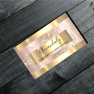 Carte De Visite Golden Strokes Marble Rose Blush Beauté Styliste