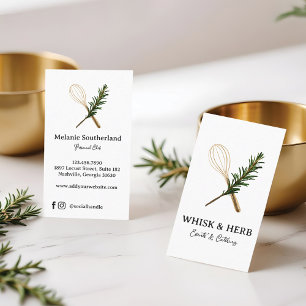 Carte De Visite Golden Whisk & Rosemary Chef personnel et restaura