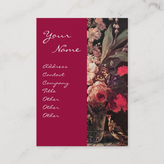 CARTE DE VISITE GOLDFINCH, ROSES ROSES ROSES ROSES ET BOUTEILLE (Devant)