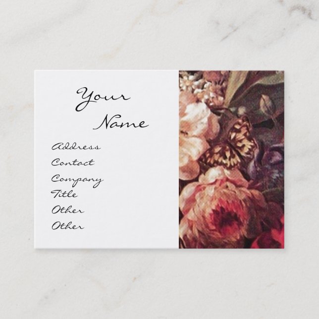 Carte De Visite GOLDFINY, ROSES ROSES ROSES ROSES, BETTERFLY Flora (Devant)