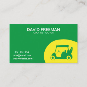 Carte De Visite Golf Instructor Panier de golf unique vert et jaun
