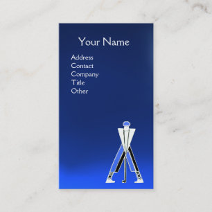CARTE DE VISITE GOLFER BLEU STYLISÉ, MONOGRAMME D'INSTRUCTEUR DE G