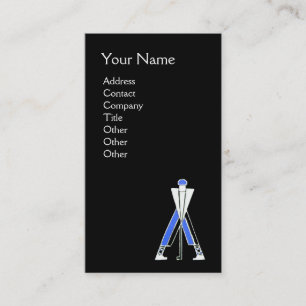 CARTE DE VISITE GOLFER BLEU STYLISÉ, MONOGRAMME D'INSTRUCTEUR DE G