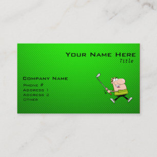 Carte De Visite Golfeur de dessin animé; vert