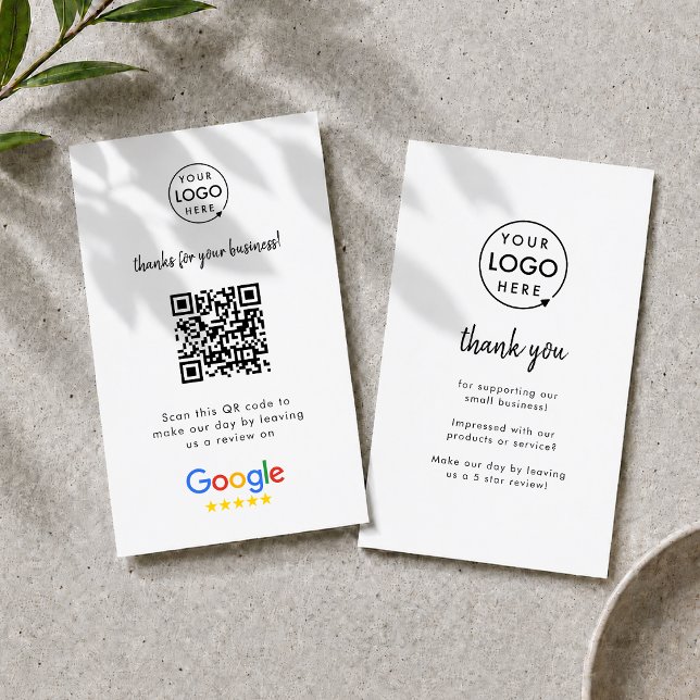 Carte de visite Google Avis | Lien de révision cod (Google Review interactive QR code business cards branded with your company logo.)