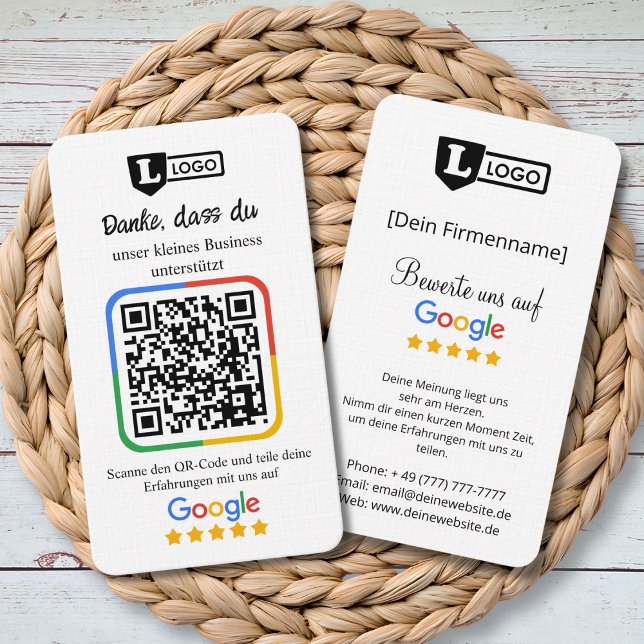 Carte De Visite Google Bewertungskarte mit QR code (Google Bewertungskarte)