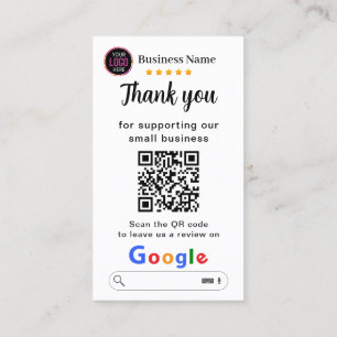 Carte De Visite Google Critiques Avec Merci Et Code QR