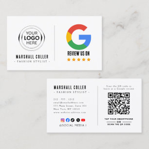 Carte de visite Google Review avec lien QR Code