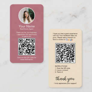 Carte de visite Google Review avec photo et code Q