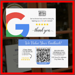 Carte De Visite Google Review Card Modèle avec lien de code QR