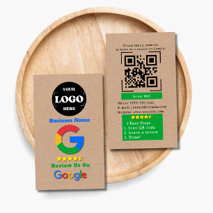 Carte De Visite Google Review QR Code Lien Kraft Rustique