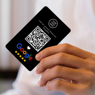 Carte De Visite Google Review QR Code Merci Sleek Noir