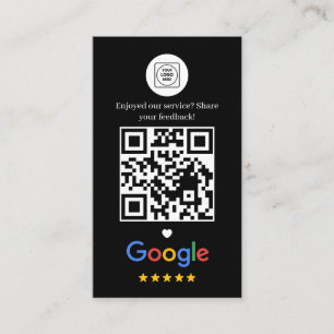 Carte De Visite Google Review QR Merci Noir
