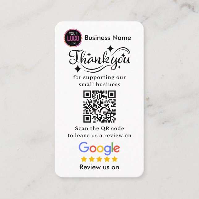 Carte De Visite Google Reviews With Thank You And QR Code Business (Devant)
