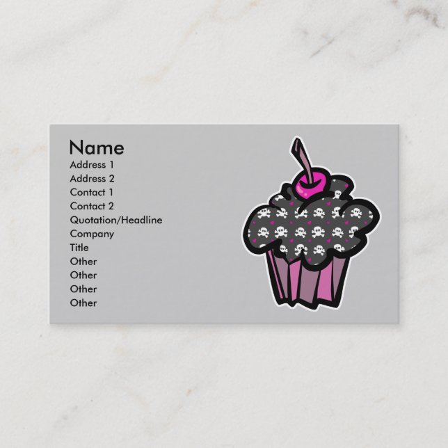 Carte De Visite goth crâne croisé cupcake, Nom, Adresse 1,... (Devant)