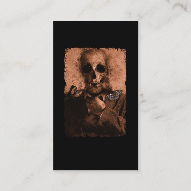 Carte De Visite Goth Occulte Gothique Horreur Portrait Moths Dark  (Devant)