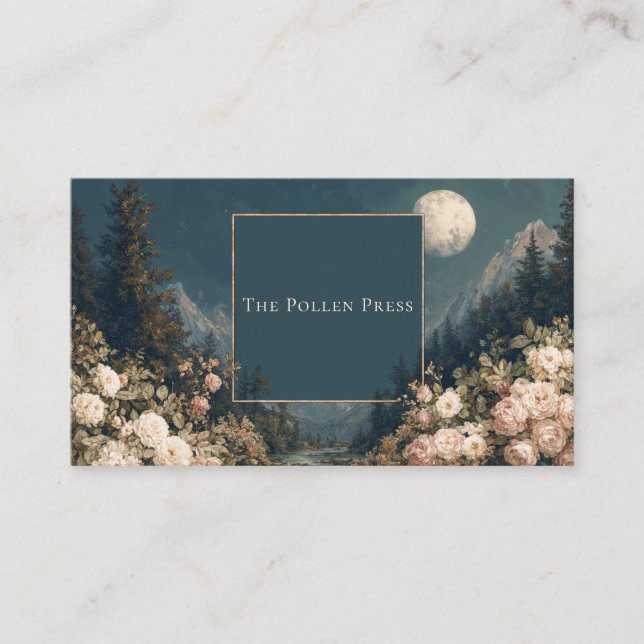 Carte De Visite Gothic Fairytale Celestial Full Moon Rose Scenery (Devant)