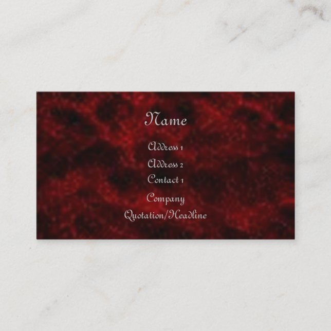 Carte de visite gothique de Velvet rouge (Devant)