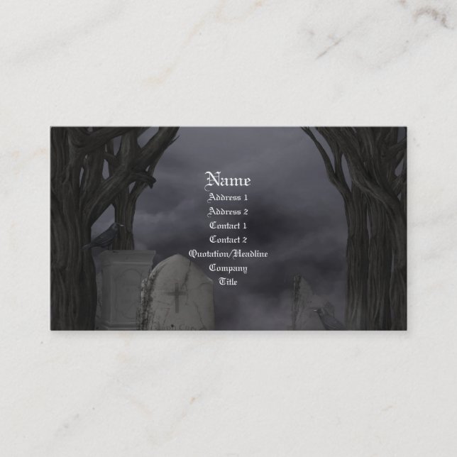 Carte de visite gothique du cimetière (Devant)