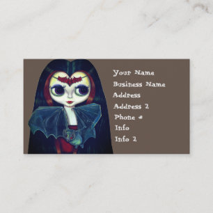 Carte De Visite Gothique vampire avec les grands yeux de chauve-so