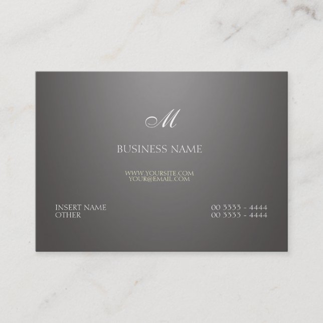 Carte De Visite Gradient et monogramme gris (Devant)