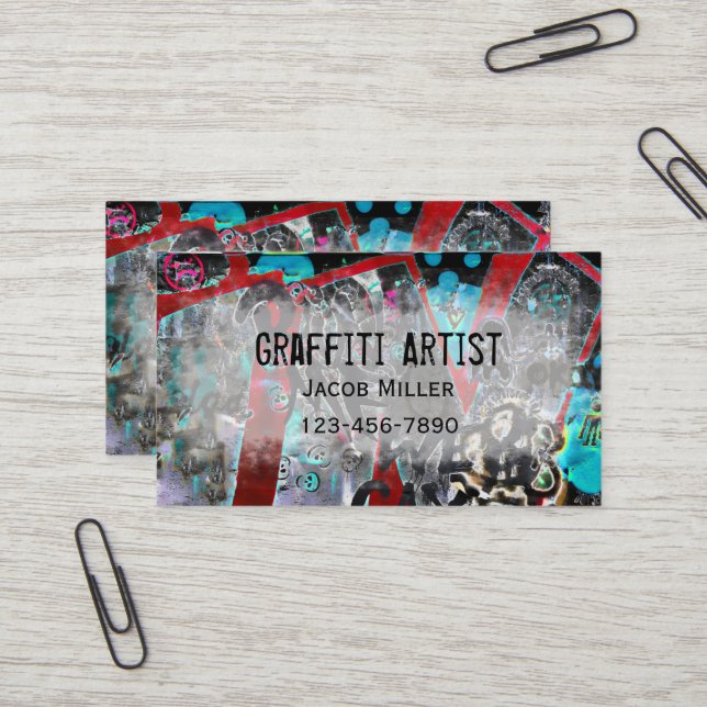 Carte De Visite Graffiti Artiste Grunge Urban Street Moderne (Devant/Arrière en situation)