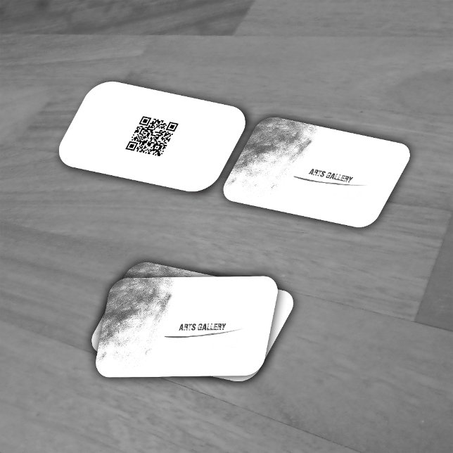 Carte De Visite Graffiti blanc clair orange chanté Qr Code (Créateur téléchargé)