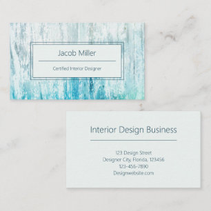 Carte De Visite Grain de bois Turquoise blanc Rustique texture