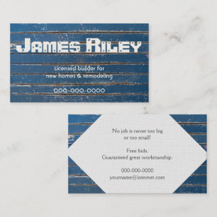 Carte De Visite Grain en bois bleu rustique