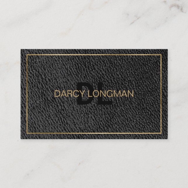Carte De Visite Grain en cuir Look Black Charbon Or (Devant)