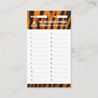 Carte De Visite Graine de récupération du tigre du portefeuille de