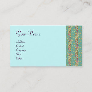 Carte De Visite GRAINES BLANCHES , bleu clair jaune vert rose viol