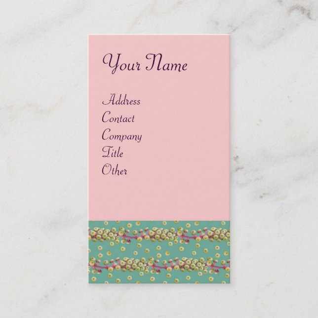 Carte De Visite GRAINES BLANCHES, vert clair vert rose (Devant)