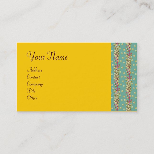 Carte De Visite GRAINES BLANCHES, vert clair vert rose (Devant)