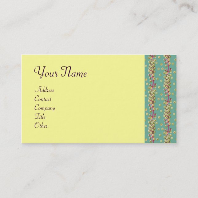 Carte De Visite GRAINES BLANCHES, vert clair vert rose (Devant)