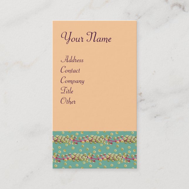 Carte De Visite GRAINES BLANCHES, vert clair vert rose orange (Devant)